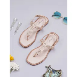 Anngiri Women Embellished T-Strap Flats With Western - Embellished-picture-27