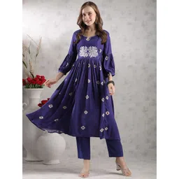 Anni Designer Ethnic Motifs Embroidered Regular Thread Work Anarkali Kurta with Trousers-picture-27