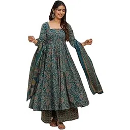 anni designer Rayon Anarkali Printed Kurta with Palazzo & Dupatta | Women Kurta Set with Dupatta | Festive Anarkali Suit Set for Women | Ethnic Wear Kurti Pant Set-picture-40