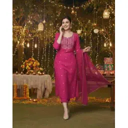 anni designer Women Embroidered Straight Kurta Suit Set-picture-23