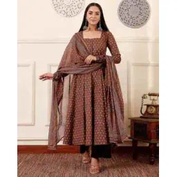 anni designer Women Floral Print Anarkali Kurta with Palazzos & Dupatta Set-picture-40