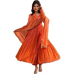 anni designer Women's Rayon Viscose Anarkali Solid Kurta with Pant & Dupatta-picture-34
