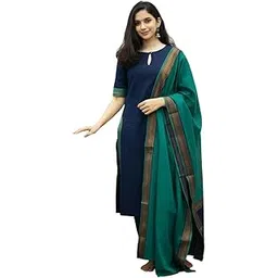 anni designer Women's Silk Cotton Solid Straight Kurta Pant with Dupatta-picture-50