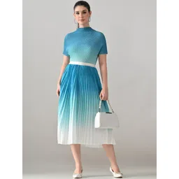 ANNY Ombre Pleated High Neck Top & Skirt Co-Ords-picture-39