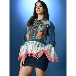 ANNY Women Floral Lightweight Denim Jacket-picture-42