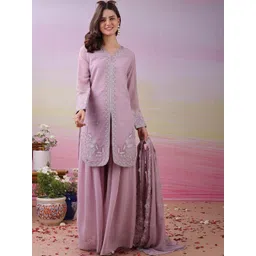 Anokhi Attire Women Floral Embroidered Regular Thread Work Kurta with Palazzos & With Dupatta-picture-31