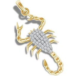 anopchand tilokchand jewellers atjewels 18K Yellow Gold On Sterling Silver Round White CZ Without Chain Scorpio Pendant Mother's Day-picture-19