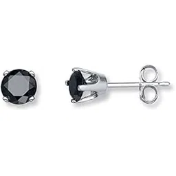 anopchand tilokchand jewellers Atjewels Round Black Diamond In 925 Sterling Silver Stud Earrings For Unisex-picture-14