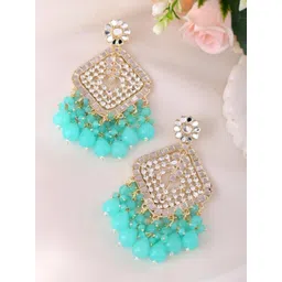 anouk AnoukStainless Steel Kundan Gold Plated Artificial Pearls Beaded Drop Earrings-picture-36