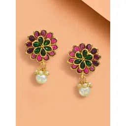 Anouk Artificial Stones Floral Studs Earrings-picture-26