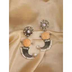 Anouk Artificial Stones Studded & Beaded Contemporary Shaped Drop Earrings-picture-10