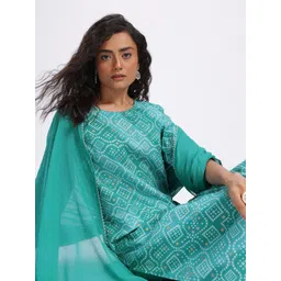 Anouk Bandhani Printed Pure Cotton Kurta with Trousers & Dupatta-picture-17