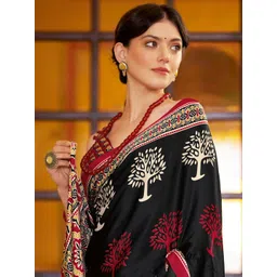 Anouk Black Ajrak Pure Crepe Bagru Saree-picture-18