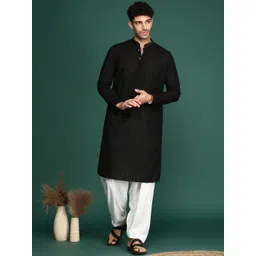 Anouk Black Ethnic Motifs Embroidered Chikankari Cotton Straight Kurta-picture-16