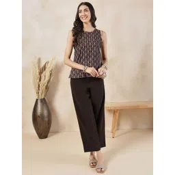 Anouk Black Geometric Printed Pure Cotton Top image 1