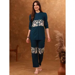 Anouk Blue Embroidered Tunic With Trousers Co-Ords image 1