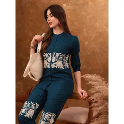 Anouk Blue Embroidered Tunic With Trousers Co-Ords image 4