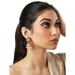 Anouk Brass-Plated Beaded Dome Shaped Jhumkas-picture-23