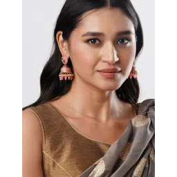 Anouk Brass-Plated Stone-Studded & Beaded Dome Shaped Jhumkas-picture-41