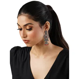 Anouk Brass-Plated Stone-Studded & Beaded Dome Shaped Jhumkas-picture-21