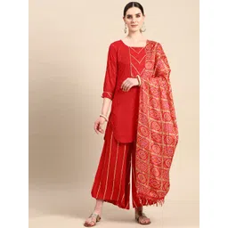 Anouk Embroidered Gotta Patti Kurta With Palazzos & Dupatta-picture-39
