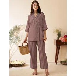 Anouk Embroidered Kurta With Striped Trouser Co-Ords-picture-26