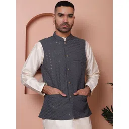 Anouk Embroidered Mandarin Collar Sequinned Nehru Jacket-picture-37