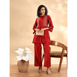 Anouk Embroidered Mandarin Collar Tunic With Trouser-picture-21