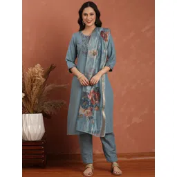 Anouk Embroidered Regular Kurta with Trousers & With Dupatta-picture-30