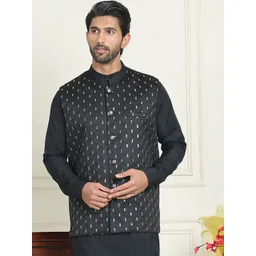 Anouk Embroidered Woven Mandarin Collar Neck Nehru Jacket-picture-25
