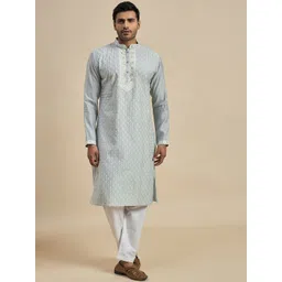 Anouk Ethnic Motifs Embroidered Mandarin Collar Thread Work Straight Kurta-picture-38