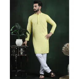 Anouk Ethnic Motifs Embroidered Regular Thread Work Pure Cotton Straight Kurta Set-picture-16