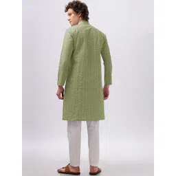 Anouk Ethnic Motifs Embroidered Thread Work Cotton Straight Kurta image 3