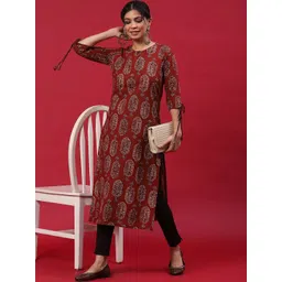 Anouk Ethnic Motifs Printed Cotton Straight Kurta-picture-10