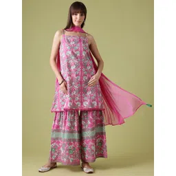Anouk Ethnic Motifs Printed Lace Inserts Kurta with Sharara & Dupatta-picture-31
