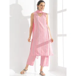 Anouk Ethnic Motifs Printed Regular Pure Cotton Kurta With Trousers & Dupatta-image-32