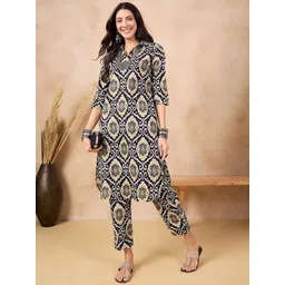 Anouk Ethnic Motifs Printed Regular Shirt Collar Pure Cotton Straight Kurta With Trouser-picture-30