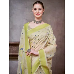 Anouk Ethnic Motifs Pure Linen Khadi Saree-picture-25