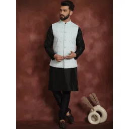 Anouk Ethnic Motifs Straight Kurta with Churidar & Nehru Jacket-image-41