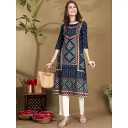 Anouk Ethnic Motifs Woven Design Straight Kurta-picture-22