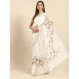 Anouk Floral Embroidered Organza Saree-picture-40