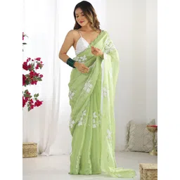 Anouk Floral Embroidered Organza Saree With Blouse Piece-picture-33