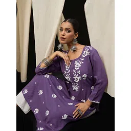 Anouk Floral Embroidered Thread Work Straight Kurta-picture-36