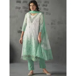 Anouk Floral Embroidered Thread Work Straight Kurta With Trousers & Dupatta-picture-20