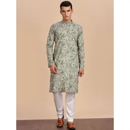 Anouk Floral Printed Band Collar Straight Kurta-picture-15