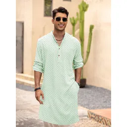 Anouk Floral Printed Band Collar Straight Kurta-picture-19