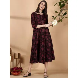 Anouk Floral Printed Cotton Fit & Flare Ethnic Dress-picture-22