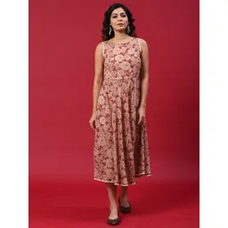 Anouk Floral Printed Detail Cotton Fit & Flare Dress-picture-23