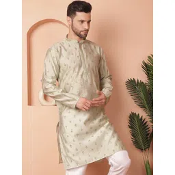 Anouk Floral Printed Mandarin Collar Long Sleeves Thread Work Kurta-picture-37