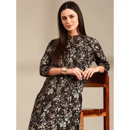 Anouk Floral Printed Mandarin Collar Straight Kurta-picture-15